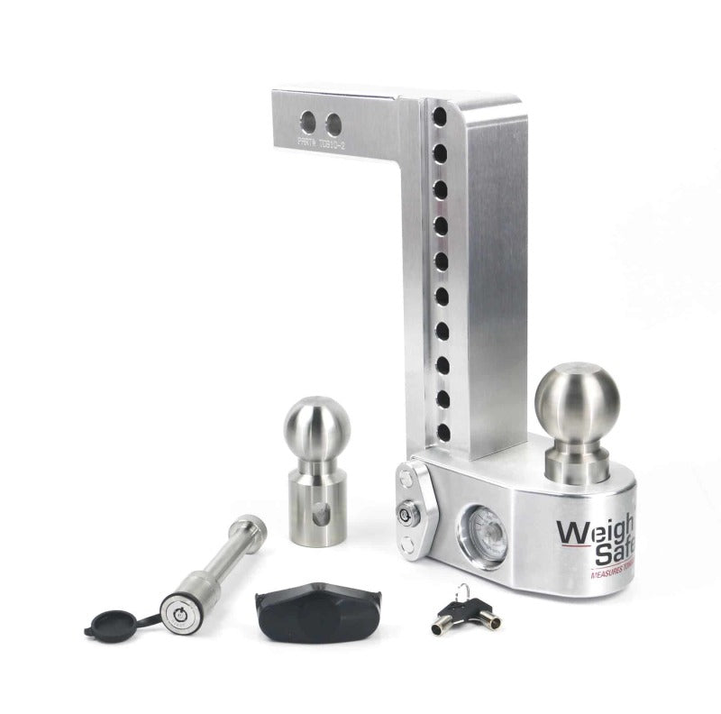 Weigh Safe 10in Drop Hitch w/Built-in Scale & 2in Shank (10K/12.5K GTWR) w/WS05 - Aluminum WS10-2-KA