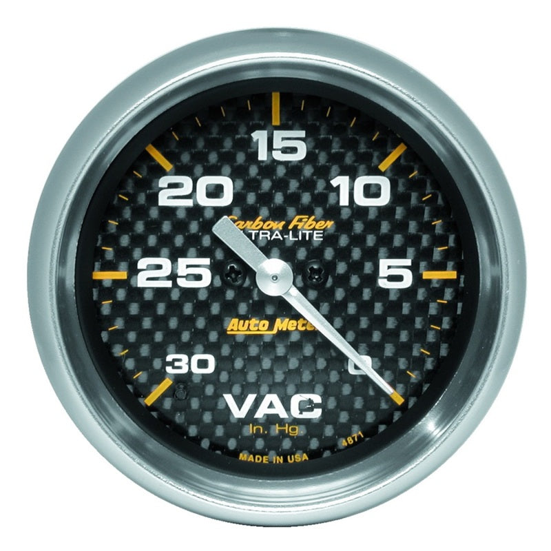 AutoMeter Gauge Vacuum 2-5/8in. 30Inhg Digital Stepper Motor Carbon Fiber 4871 4871 Photo - Primary