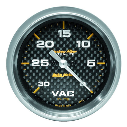 AutoMeter Gauge Vacuum 2-5/8in. 30Inhg Digital Stepper Motor Carbon Fiber 4871 4871 Photo - Primary