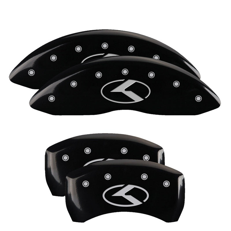 MGP 4 Caliper Covers Engraved Front & Rear Circle K/Kia Black Finish Silver Char 2018 Kia Stinger 21191SCRKBK 21191SCRKBK Photo - Primary