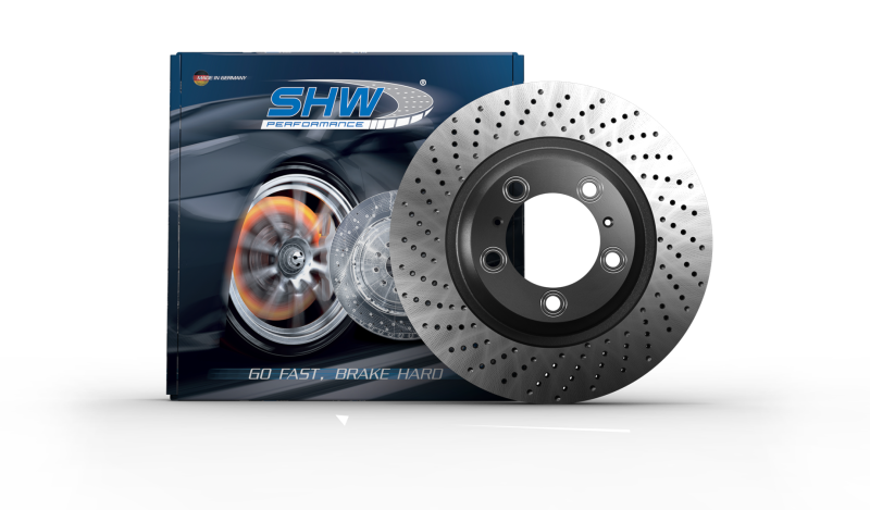 SHW Performance SHW 2021 Porsche Carrera 3.0L Left Front Cross-Drilled Monobloc Brake Rotor PFL39983 PFL39983 Photo - Primary
