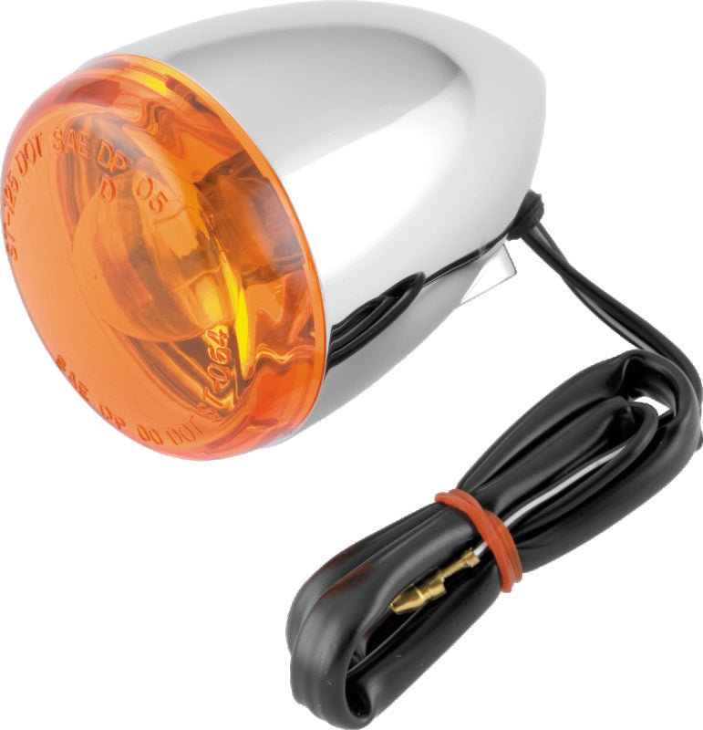 Bikers Choice Chrome Bullet Front Turn Signal Amber Lens Single Filament Replaces H-D 68885-00 489936 489936 Photo - Primary
