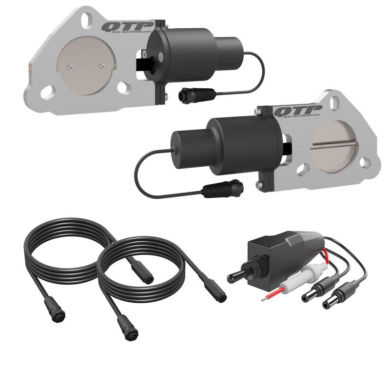 QTP 2.25in Bolt-On QTEC Dual Electric Cutout Valves - Pair QTEC45 QTEC45 Photo - Primary