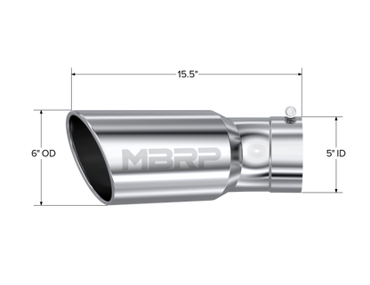 MBRP Stainless Steel Tip 6in OD 5in Inlet 15.5in L MBRT5154 T5154 Photo - Close Up