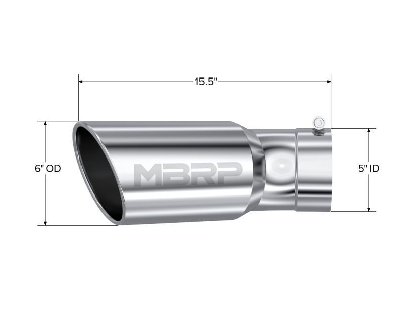 MBRP Stainless Steel Tip 6in OD 5in Inlet 15.5in L MBRT5154 T5154 Photo - Close Up