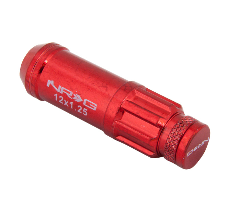 NRG M12 x 1.25 Steal Lug Nut w/ dust cap cover Set 21 pc Red w/ locks & lo LN-LS710RD-21 Photo - Primary