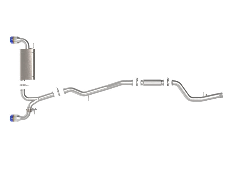 aFe POWER Takeda 2021 Toyota Supra 2.0L (t) 2.5in-3in 304 SS CB Exhaust w/ Blue Tips 49-36050-L 49-36050-L Photo - Unmounted