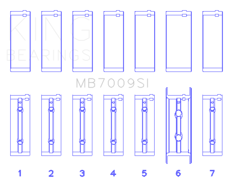 King Engine Bearings King 89-15 Dodge Cummins Diesel 5.9L 6.7L Inline 6 (Size STD) Main Bearing Set MB7009SI MB7009SI Photo - Primary