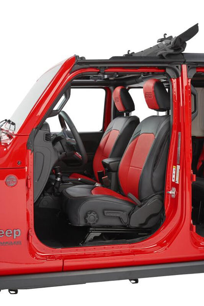 PRP Seats PRP 2018+ Jeep Wrangler JLU/4 Door/Jeep Gladiator JT/ Non-Rubicon Front Seat Covers(Pair) -Black/Red B039-05 B039-05 Photo - Close Up