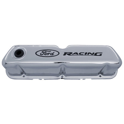 Ford Chrome Steel Valve Cover Set w/Ford Racing Logo FRD302-071 302-071 Photo - Primary