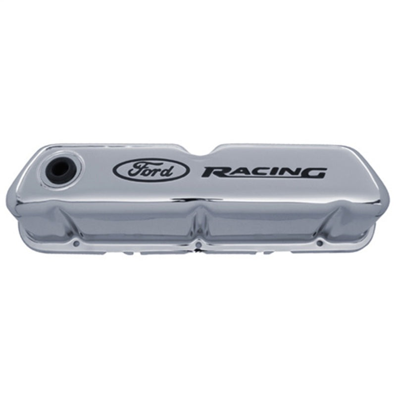 Ford Chrome Steel Valve Cover Set w/Ford Racing Logo FRD302-071 302-071 Photo - Primary