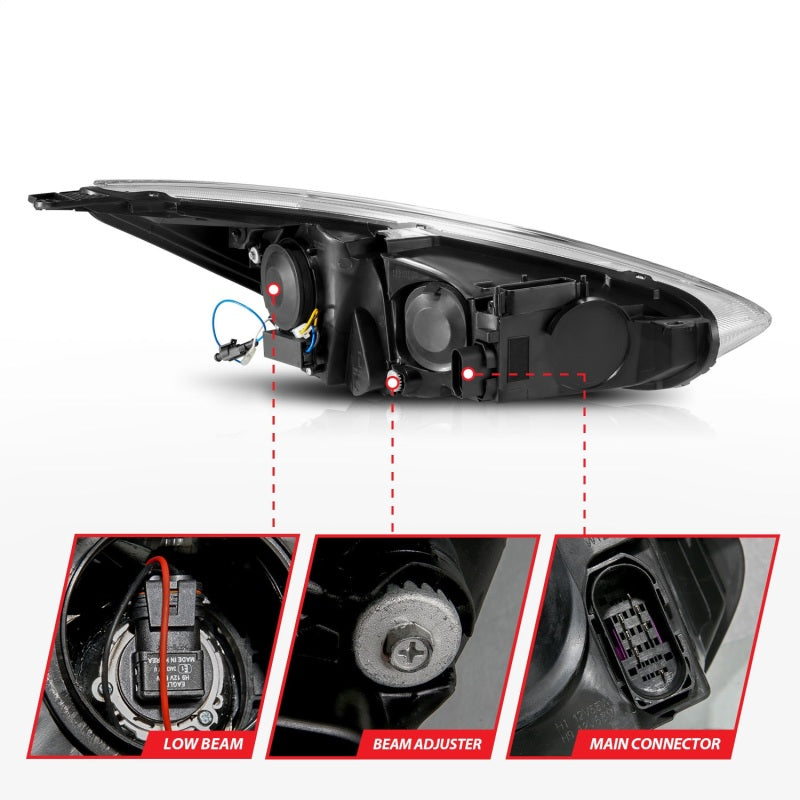 ANZO 15-18 Ford Focus Projector Headlights - w/ Light Bar Switchback Black Housing 121564 121564 Photo - Unmounted