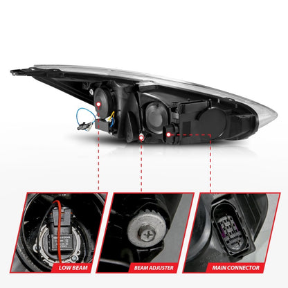 ANZO 15-18 Ford Focus Projector Headlights - w/ Light Bar Switchback Black Housing 121564 121564 Photo - Unmounted
