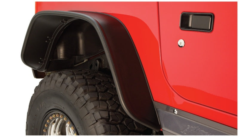 Bushwacker 97-06 Jeep Wrangler Flat Style Flares 4pc - Black 10920-07 10920-07 Photo - Mounted