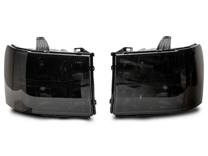 Raxiom 07-14 GMC Sierra 1500/2500 HD/3500 HD Axial OEM Rep Headlights- Chrome Housing- Smoked Lens S518299 S518299 Photo - Close Up