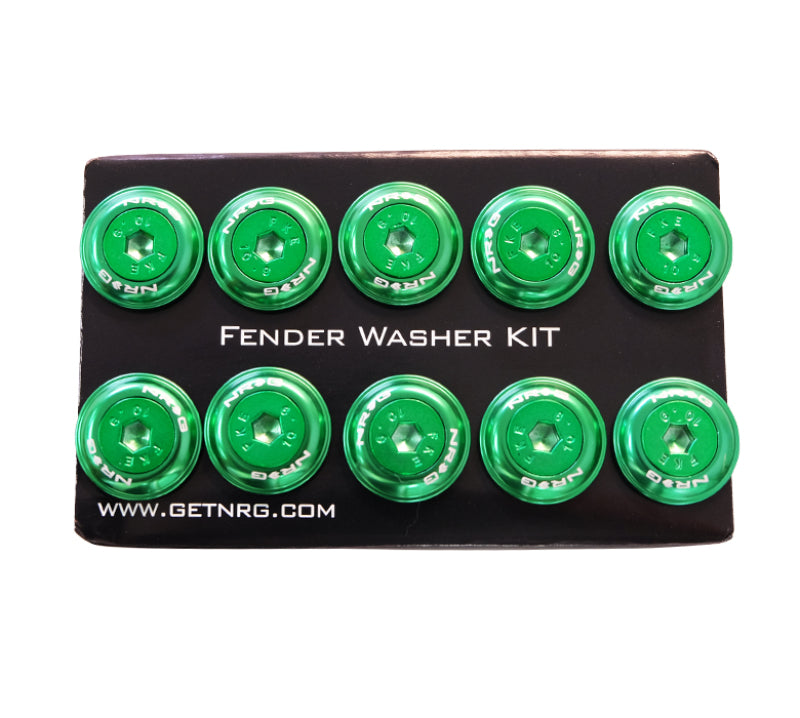 NRG Fender Washer Kit w/Color Matched M6 Bolt Rivets For Plastic (Green) - Set of 10 FW-150GN FW-150GN Photo - Primary