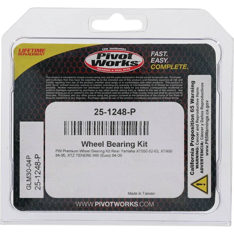 Pivot Works Yamaha Wheel Bearing Kit Premium Bearings 25-1248-P 25-1248-P Photo - Primary