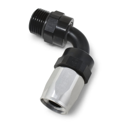 Russell Hose End #8 Hose To #8 Radius Inlet Port 90 Deg Black/Silver 612473 Photo - out of package