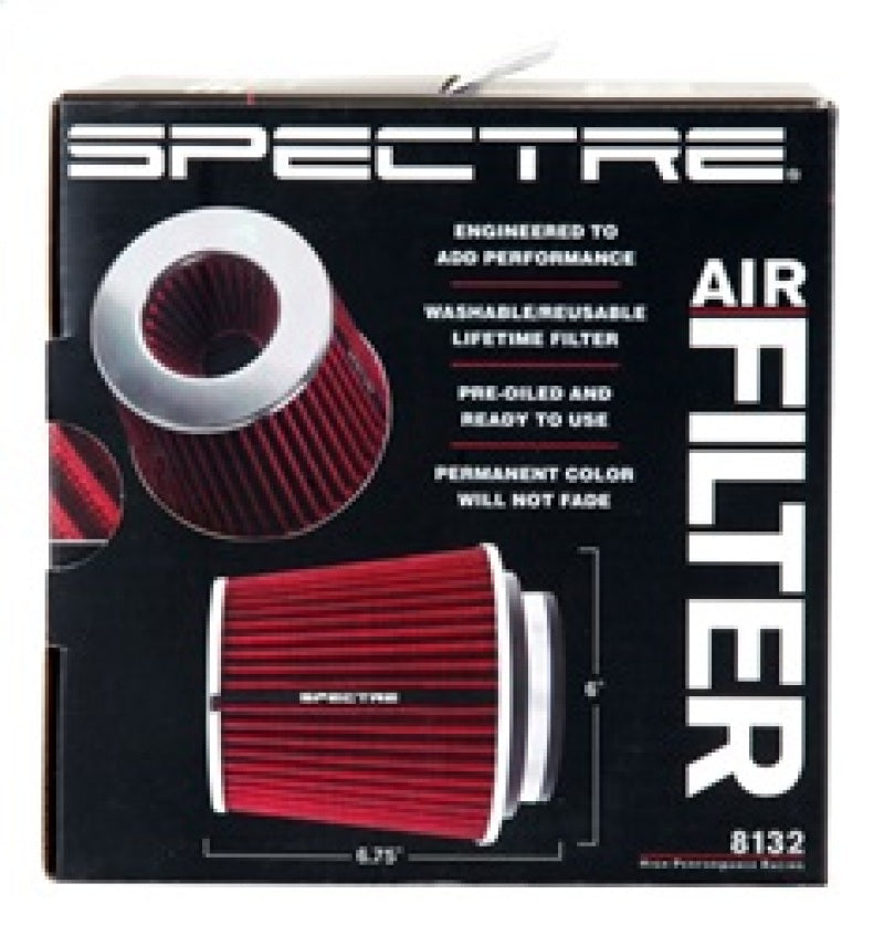 Spectre Adjustable Conical Air Filter 5-1/2in. Tall (Fits 3in. / 3-1/2in. / 4in. Tubes) - Red 8132 8132 Photo - in package
