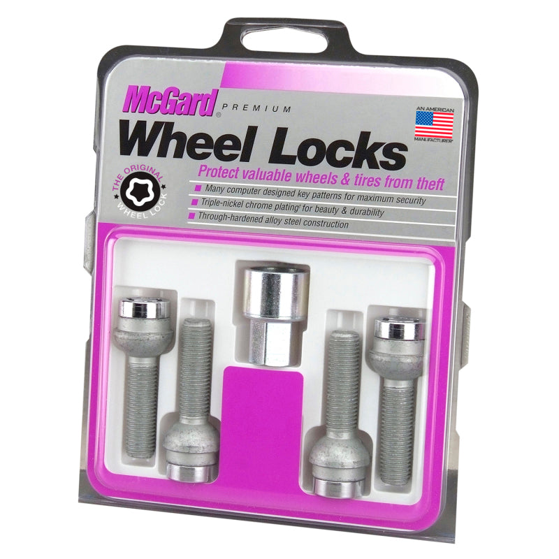McGard Wheel Lock Bolt Set - 4pk. (Radius Seat) M12X1.5 / 17mm Hex / 27.9mm Shank Length - Chrome 28172 28172 Photo - in package