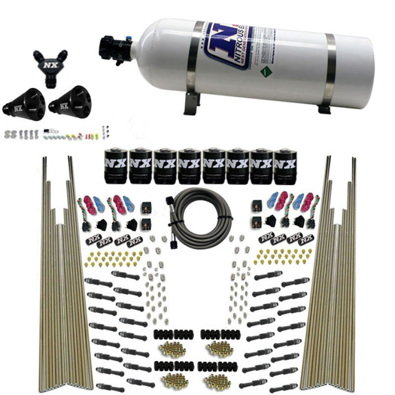 Nitrous Express 8 Cyl Dry Direct Port Four Stage 8 Solenoids Nitrous Kit (200-600HP) w/15lb Bottle 93306-15 93306-15 Photo - Primary