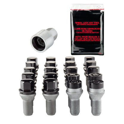McGard 4 Lug Hex Install Kit w/Locks (Cone Seat Bolt) M12X1.25 / 17mm Hex / 22.0mm Shank L. - Black 67232BK 67232BK Photo - out of package