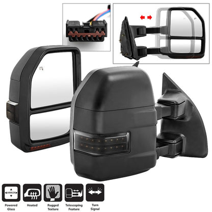 SPYDER xTune 99-07 Ford SuperDuty Heated LED Telescoping Pwr Mirrors-Smk (Pair) (MIR-FDSD99S-G4-PW-RSM-SET) 9943157 9943157 Photo - Primary