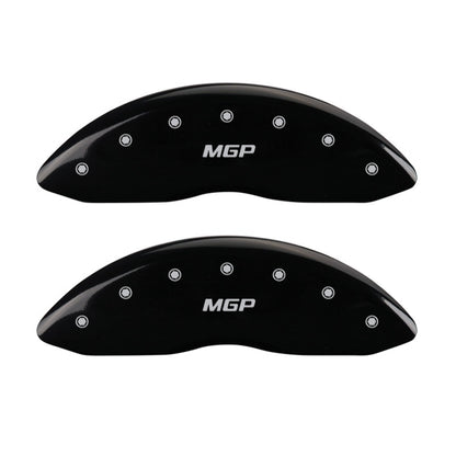 MGP Front set 2 Caliper Covers Engraved Front MGP Black finish silver ch 10234FMGPBK 10234FMGPBK Photo - Primary