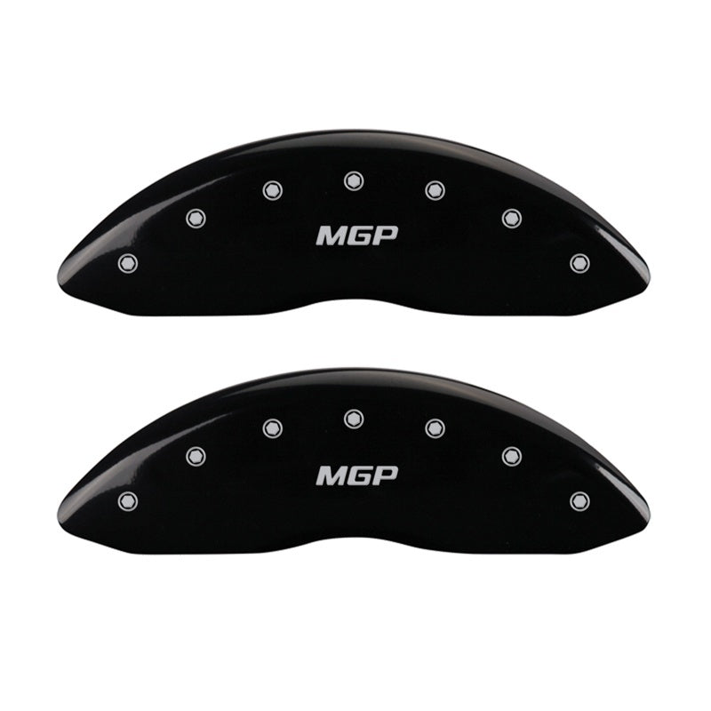 MGP Front set 2 Caliper Covers Engraved Front MGP Black finish silver ch 12002FMGPBK 12002FMGPBK Photo - Primary