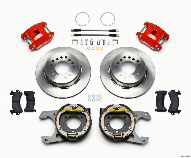 Wilwood D154 P/S Park Brake Kit Red Jeep Dana 35 2.56 Off 5-lug w/ lines 140-12567-R 140-12567-R Photo - Primary