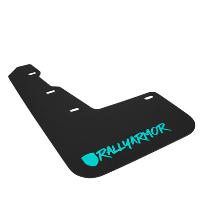 Rally Armor 15+ Subaru WRX & STi Sedan Only UR Black Mud Flap w/ Teal Logo and Altered Font MF32-UR-BLK/TL-X MF32-UR-BLK/TL-X Photo - Primary