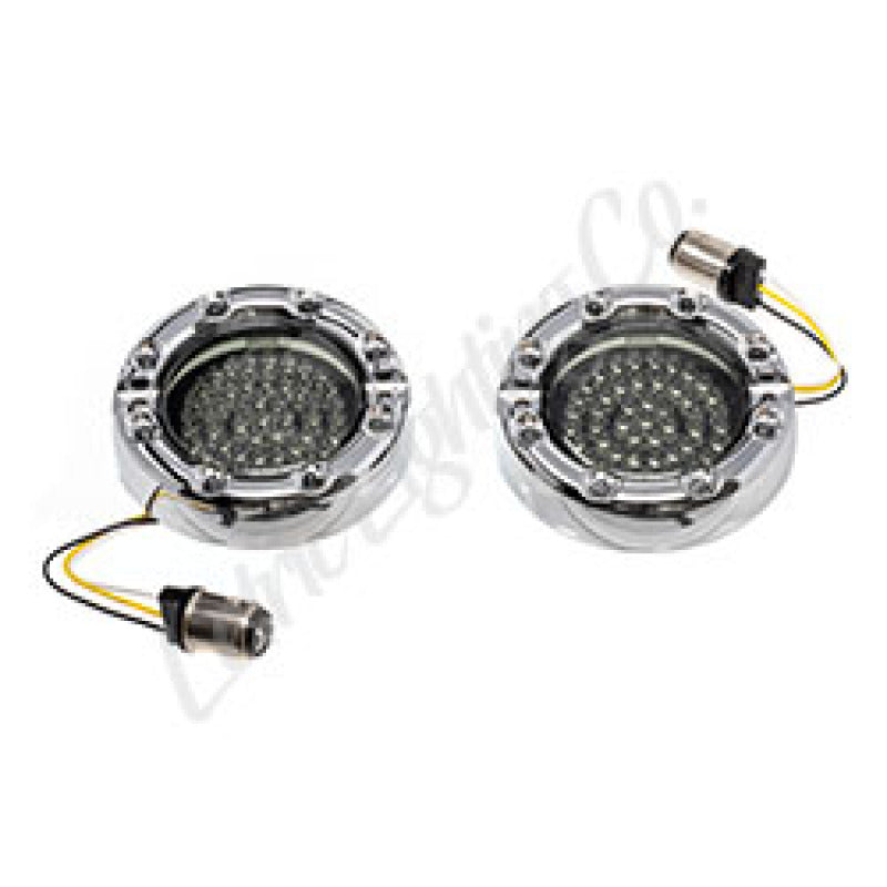 Letric Lighting 99-03 Premium Halo Chrome Switchbacks Running Light w/ Amber Turn Signals (1157) LLC-FLHC-7WAS LLC-FLHC-7WAS Photo - Primary