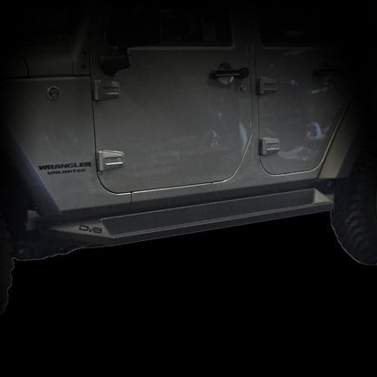 DV8 Offroad 07-18 Jeep Wrangler JK Plated Steel Rock Slider Steps - Matte Black (4 Door Only) SRSOTB-10 SRSOTB-10 Photo - Close Up