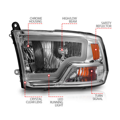 ANZO 2009-2018 Dodge Ram 1500/ 2500/ 3500 Crystal Headlights w/ Light Bar Chrome Housing 111516 111516 User 3