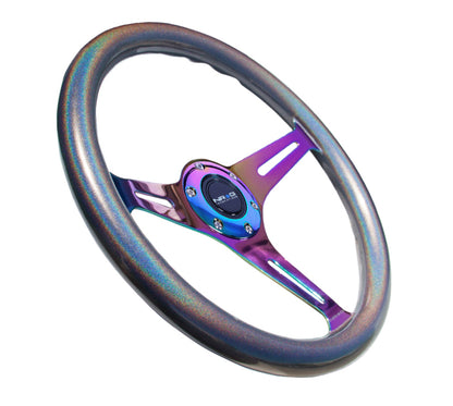 NRG Chameleon Classic Wood Grain Wheel- 350mm 3 Neochrome Spokes ST-015MC-CN Photo - Primary