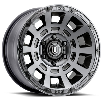ICON Thrust 17x8.5 6x5.5 0mm Offset 4.75in BS 106.1mm Bore Smoked Satin Black Wheel 2817858347SSBT 2817858347SSBT Photo - Primary
