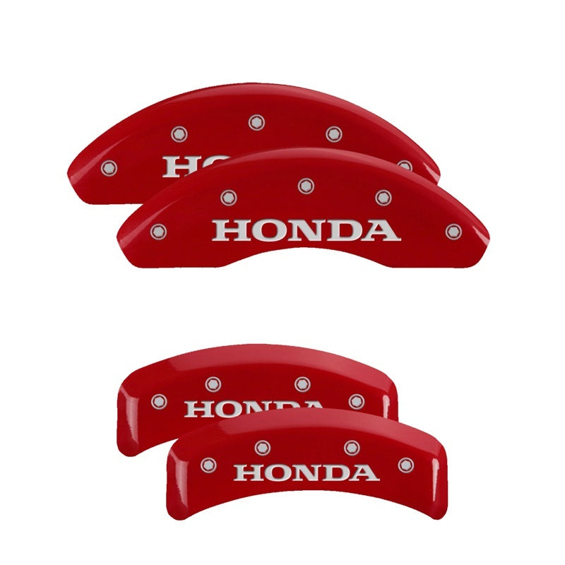MGP 4 Caliper Covers Engraved Front & Rear Honda Red finish silver ch 20076SHONRD 20076SHONRD Photo - Primary
