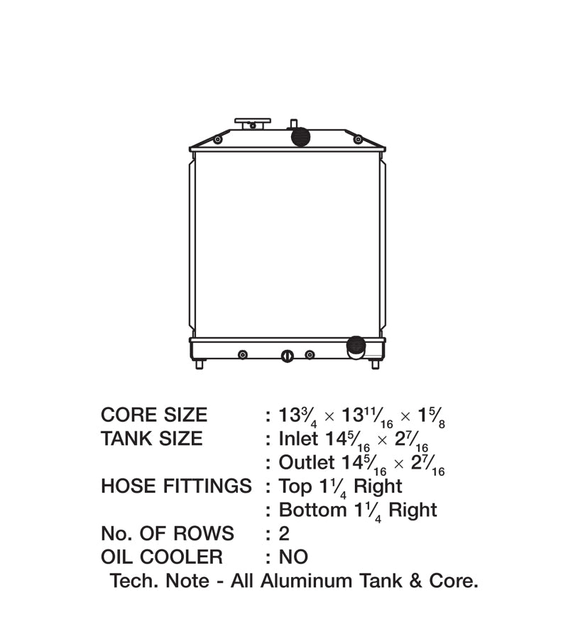 CSF 92-00 Honda Civic Radiator 2858 2858 Technical Drawing