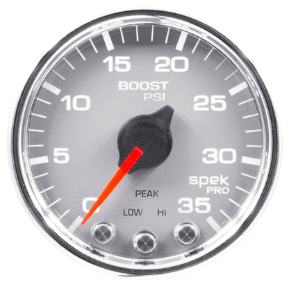 Autometer Spek-Pro Gauge Boost 2 1/16in 35psi Stepper Motor W/Peak & Warn Silver/Chrome P30321 P30321 User 1
