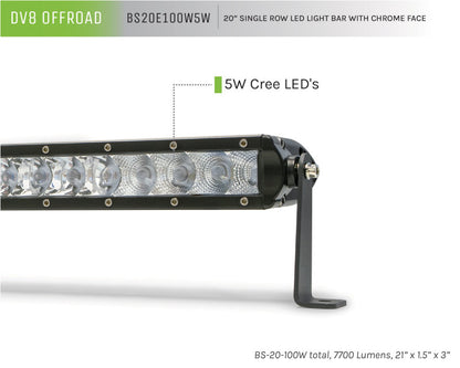 DV8 Offroad SL 8 Slim 20in Light Bar Slim 100W Spot 5W CREE LED - Black BS20E100W5W BS20E100W5W Product Brochure - a specific brochure describing a Product