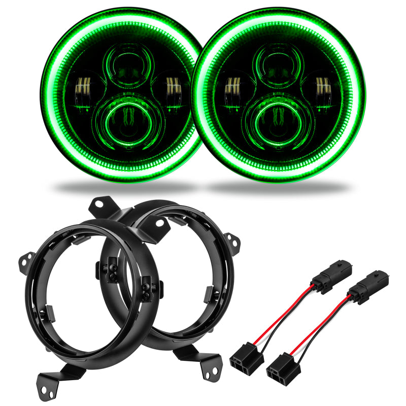 ORACLE Lighting Oracle Jeep Wrangler JL/Gladiator JT 7in. High Powered LED Headlights (Pair) - Green 5769J-004 5769J-004 Photo - Close Up