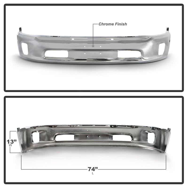Spyder Dodge Ram 1500 13-18 Bottom w/o Sensor w/Fog Light Hole Front Bumper-Chrome (OEM 68160853AB) 9948503 9948503 User 1