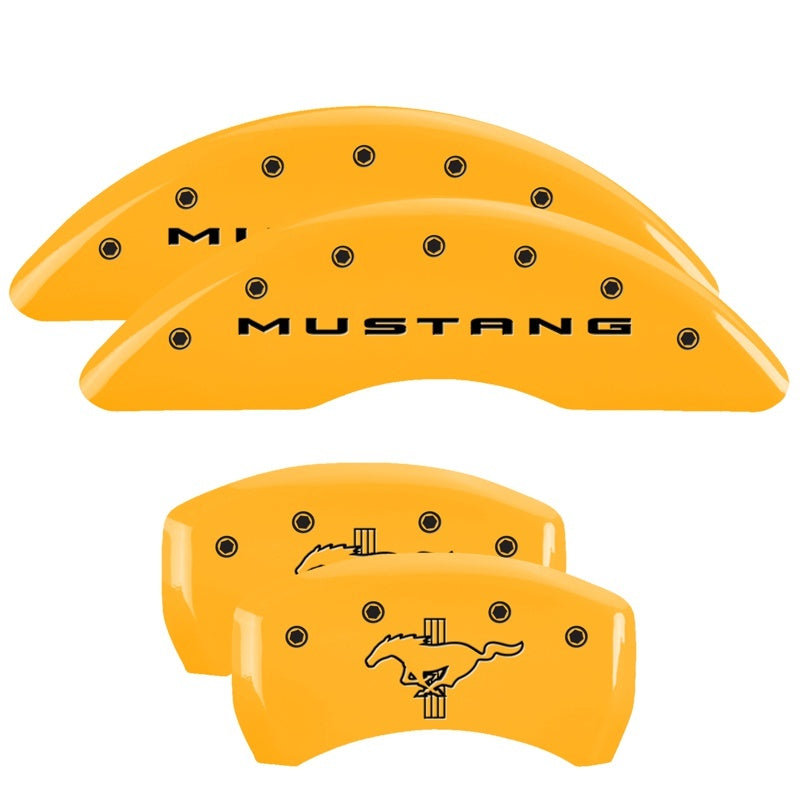 MGP 4 Caliper Covers Engraved Front 2015/Mustang Engraved Rear 2015/Bar & Pony Yellow fnsh black ch 10200SMB2YL 10200SMB2YL Photo - Primary