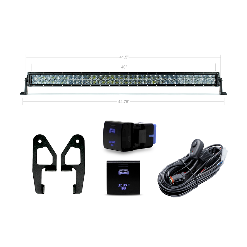Cali Raised LED Cali Raised 2024+ Toyota Tacoma Premium Roof Rack Front Light Bar Kit - 42 In White Dual Row Combo CR4107 CR4107 Photo - Primary
