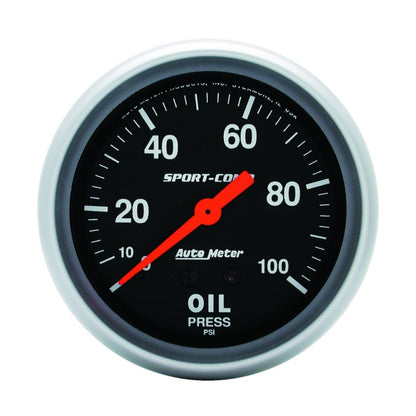 Autometer 2-5/8 Oil Pressure, 0-100 Psi, Mechanical, Sport-Comp 3421 Photo - Primary
