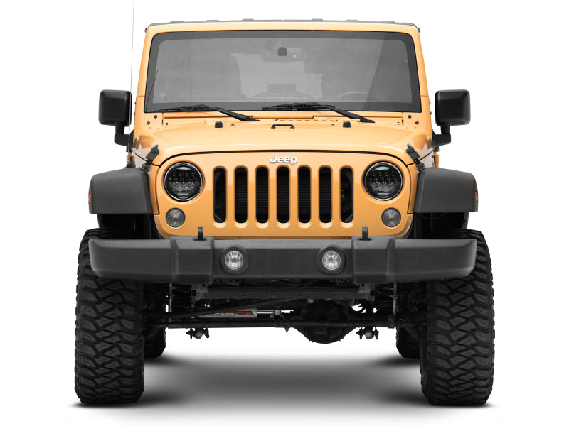 Raxiom 97-18 Jeep Wrangler TJ/JK Axial Series 13-LED Headlights- Black Housing (Clear Lens) J150093 J150093 Photo - Close Up