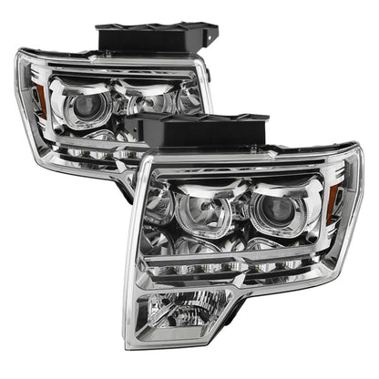 SPYDER Xtune Ford F150 09-14 Projector Headlights Halogen Model Only LED Halo Chrome PRO-JH-FF15009-CFB-C 9032240 9032240 Photo - Primary
