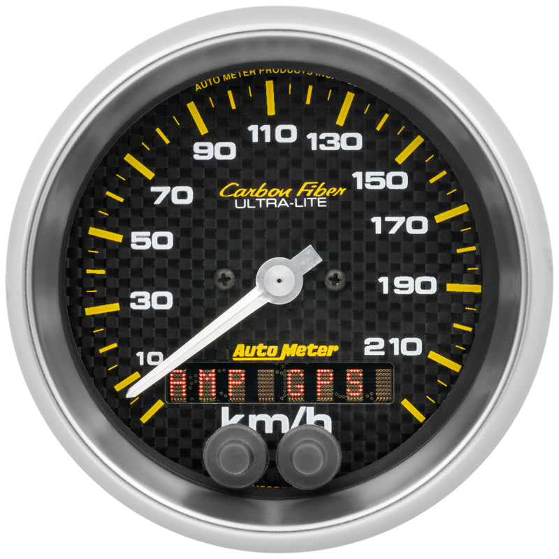 Autometer Carbon Fiber 3-3/8in. 0-225KM/H (GPS) Speedometer Gauge 4780-M 4780-M Photo - Primary