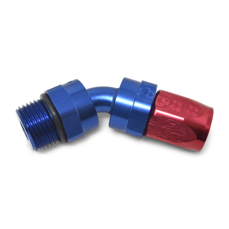 Russell Performance -10 AN Red/Blue Male SAE Port to -8 Hose 90 Degree (-10 Port 7/8in-14 Thread) 612420 612420 Photo - out of package