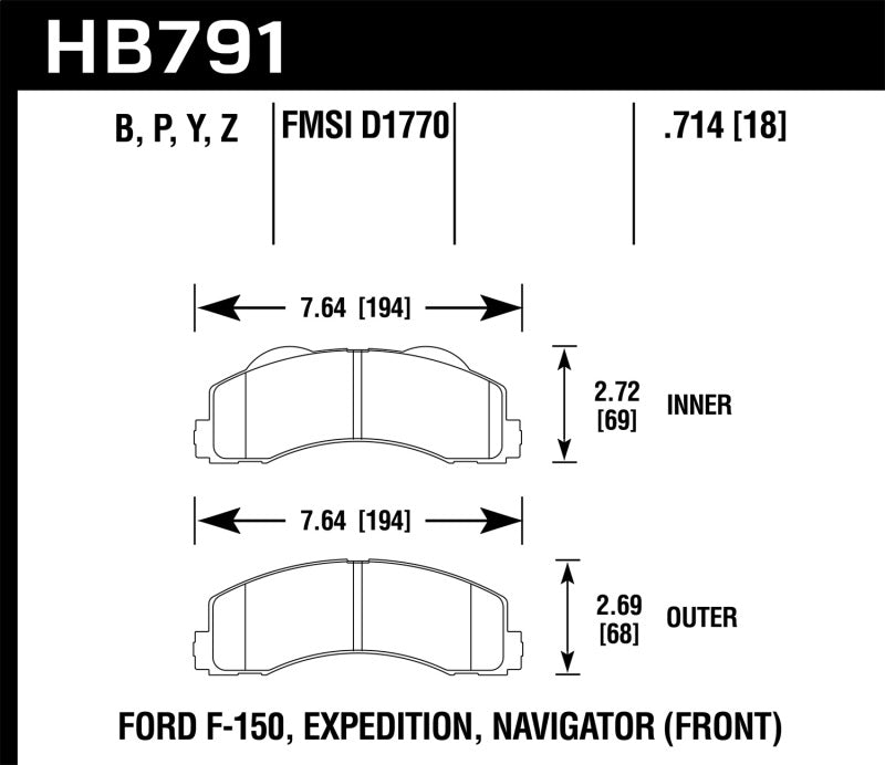 Hawk 14-16 Ford F-150 LTS Street Front Brake Pads HB791Y.714 Photo - Primary